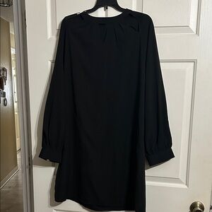 Classic Black Long-Sleeve Shift Dress